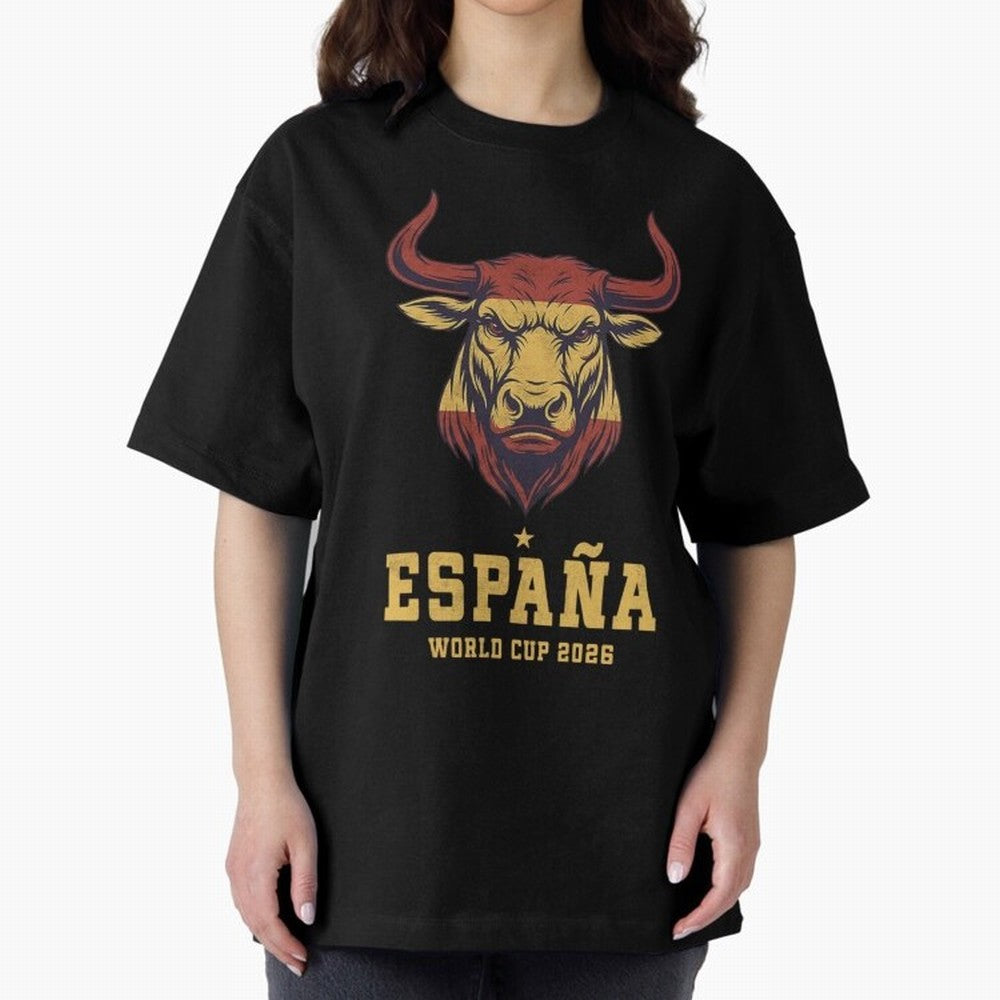 Spain Football World Cup 2026 - Vintage Spanish Bull Espa?a Oversized T-Shirt Follow Global Football Passion for FIFA World Cup 2026, Made for CR7 and Messi, England and Germany, Tournament Hype, Historic Matchups, Family Viewing Parties and Global