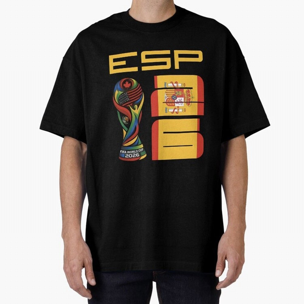 Spain Soccer World Cup 2026 Fan Art - ESP La Roja Oversized T-Shirt Join the Global Buzz around the FIFA World Cup 2026 Journey through Haaland Highlights, Brazil, Portugal and Argentina Pride, Vintage Soccer Flavor, Modern Football Stars, National