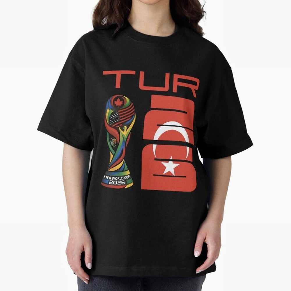 Turkey Football World Cup 2026 Fan Design Oversized T-Shirt Celebrate Supporters United by Global Football Passion for FIFA World Cup 2026, with Haaland and Mbappe, England and Germany, Sports Nostalgia, International Competition, Famous Players