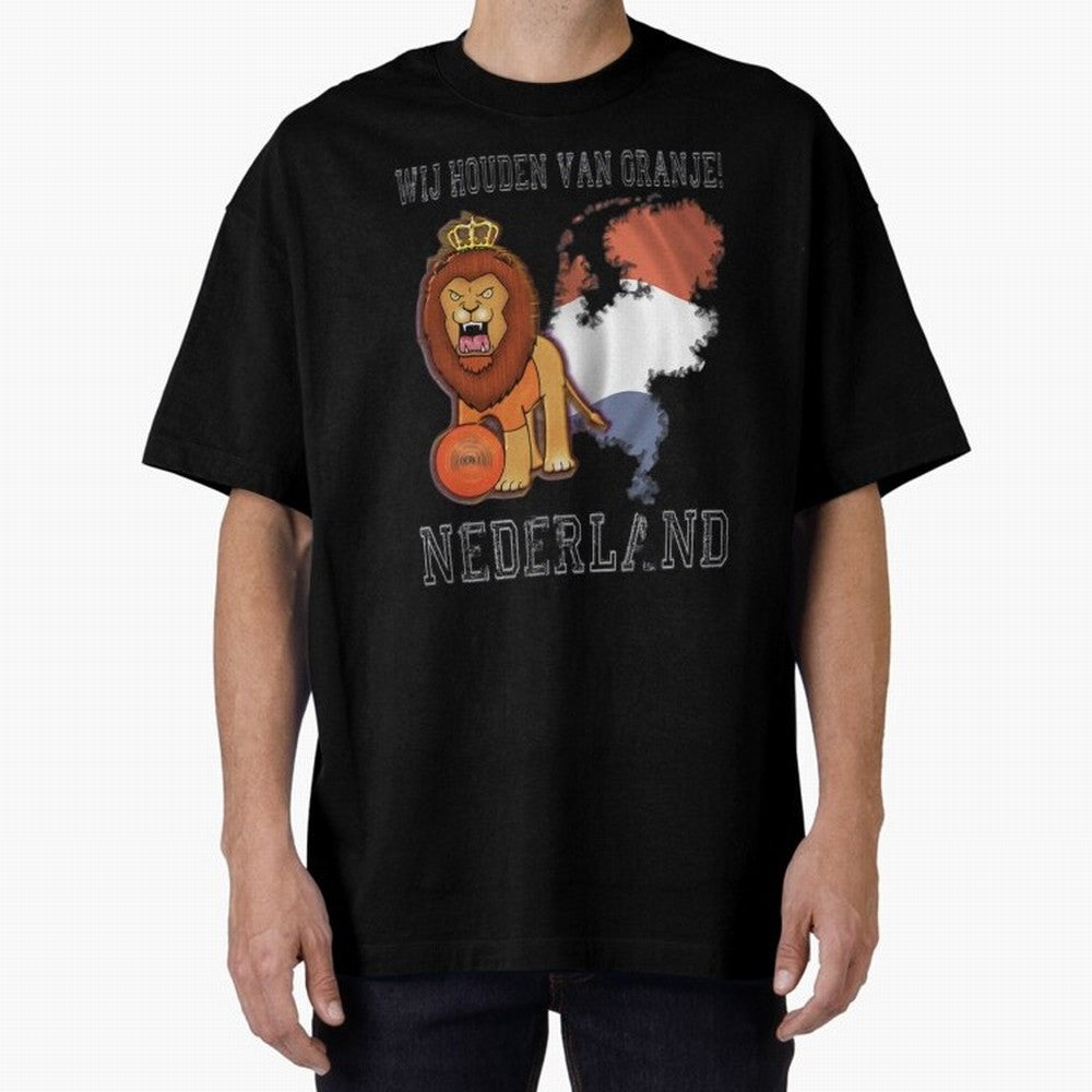 Dutch Pride Lion - Netherlands Football Fans Oranje Oversized T-Shirt Capture FIFA World Cup 2026 USA Canada Mexico Driven by CR7, Portugal Energy, Stadium Chants, National Pride, Trophy Dreams and Unforgettable Football Memories; Created for Match