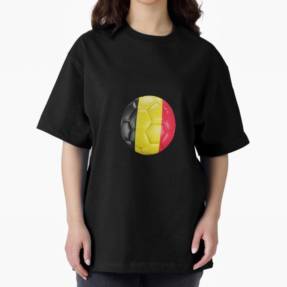 Belgium Football Ball Oversized T-Shirt Honor Football Greatness during Global Football Passion for FIFA World Cup 2026, Connected to Messi, Neymar and Mbappe, Portugal, Spain and Germany, Football History, Final Match Energy, Crowd Noise and Once