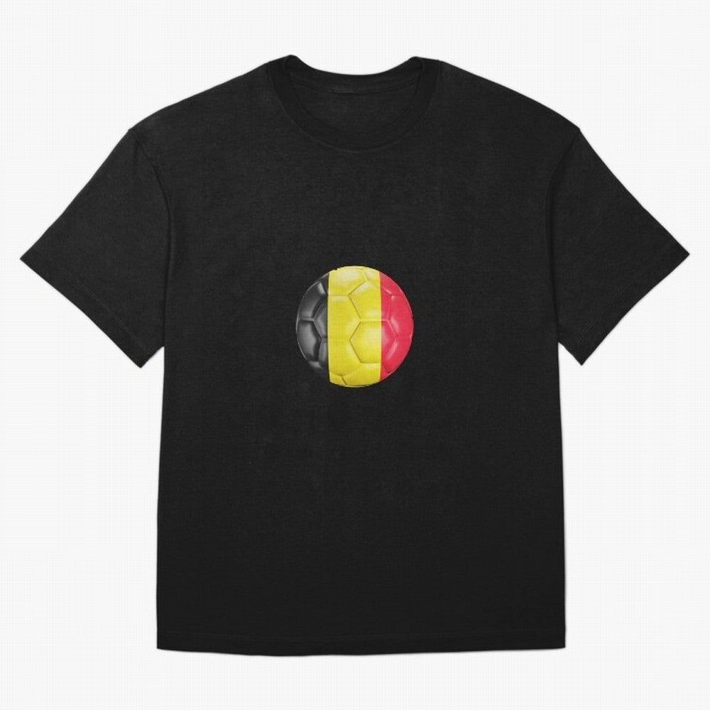 Belgium Football Ball Oversized T-Shirt Honor Football Greatness during Global Football Passion for FIFA World Cup 2026, Connected to Messi, Neymar and Mbappe, Portugal, Spain and Germany, Football History, Final Match Energy, Crowd Noise and Once