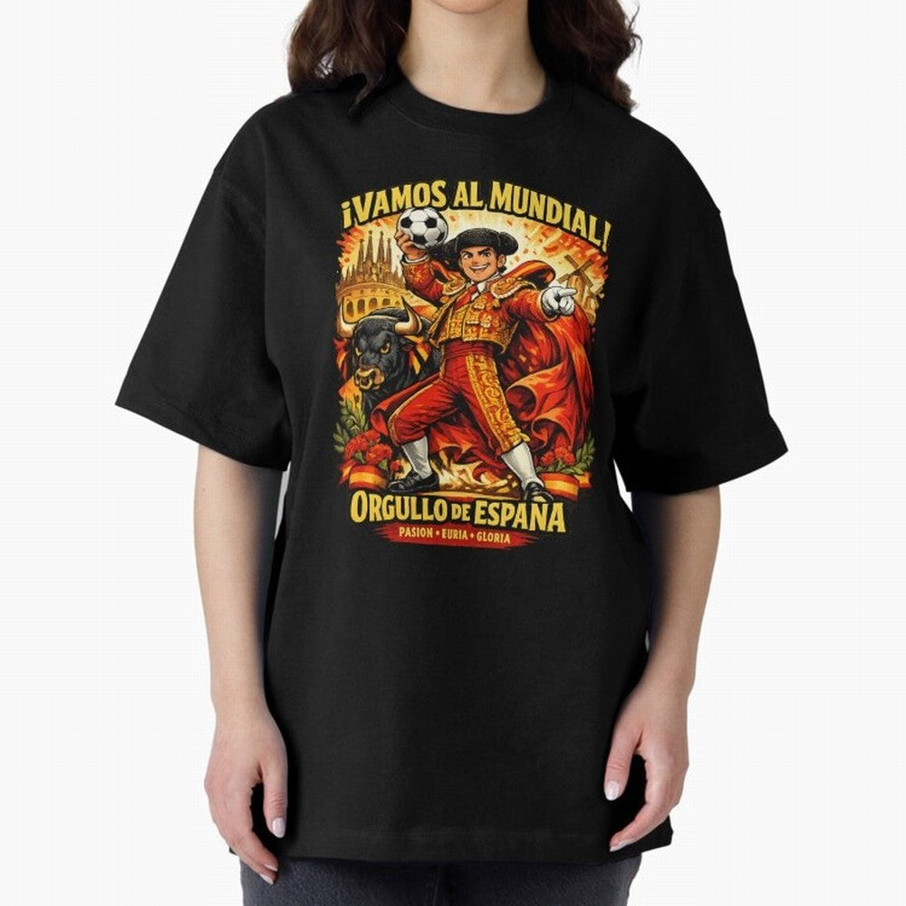 Spain World Cup 2026 Matador Fan Shirt Oversized T-Shirt Celebrate Every Goal in FIFA World Cup 2026 USA Canada Mexico with Mbappe and Neymar, Portugal, Spain and Germany Energy, Sports Nostalgia, International Competition, Famous Players and