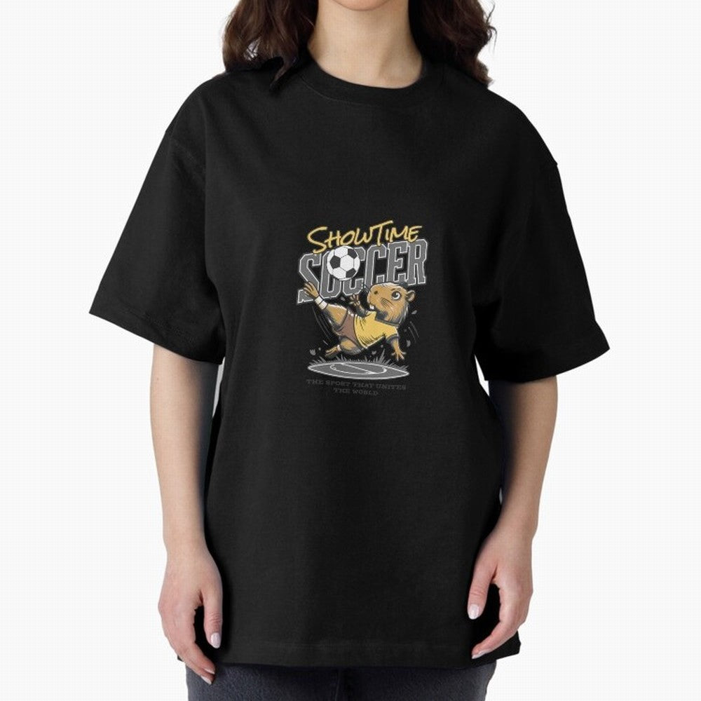 Capybara Playing Soccer Football Gray Vibes Oversized T-Shirt Experience the Global Stage of FIFA World Cup 2026 Group Stage for Fans of Messi and Cristiano Ronaldo and England, Bringing Vintage Soccer Flavor, Modern Football Stars, National Flags