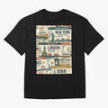 World Travel Ticket Aesthetic Collage Global City Vibes Oversized T-Shirt Join the Countdown to FIFA World Cup 2026 USA Canada Mexico for Fans of Mbappe and England, Bringing Champion Mindset, Group Stage Buzz, Knockout Tension and Passionate Fan