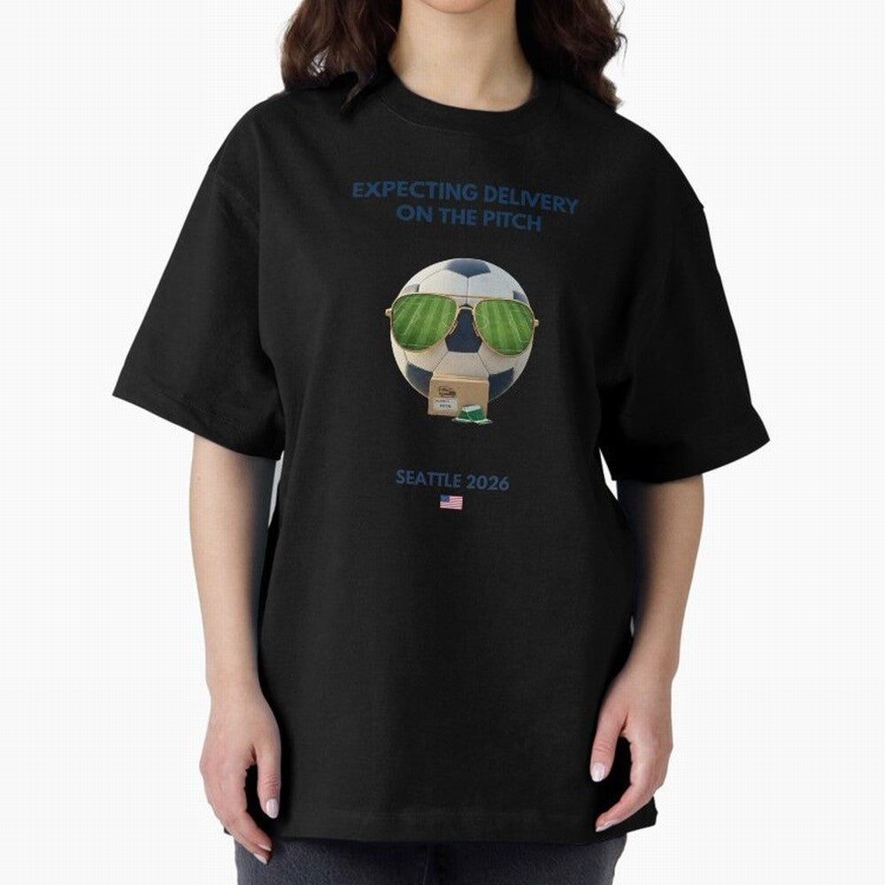 WC26 Hosting City: Seattle | Fun and Smart Soccer Fan Gear Oversized T-Shirt Elevate Global Football Passion for FIFA World Cup 2026 USA Canada Mexico, Centered on Haaland, France and Portugal, Vintage Soccer Flavor, Modern Football Stars, National