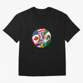 Host Trio Flags Circular Emblem Oversized T-Shirt Celebrate Rivalries and Pride in Match Day Hype around FIFA World Cup 2026, Neymar, Haaland and Cristiano Ronaldo, Portugal, Spain and Germany, Vintage Soccer Flavor, Modern Football Stars, National