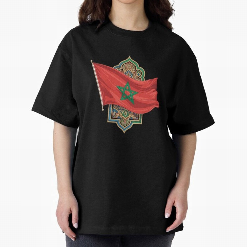 Morocco Flag Heritage World Cup 2026 Oversized T-Shirt Fuel Match Day Hype around FIFA World Cup 2026, Mbappe and Neymar, England, France and Netherlands, Tournament Hype, Historic Matchups, Family Viewing Parties and Global Sports Pride; Ideal for