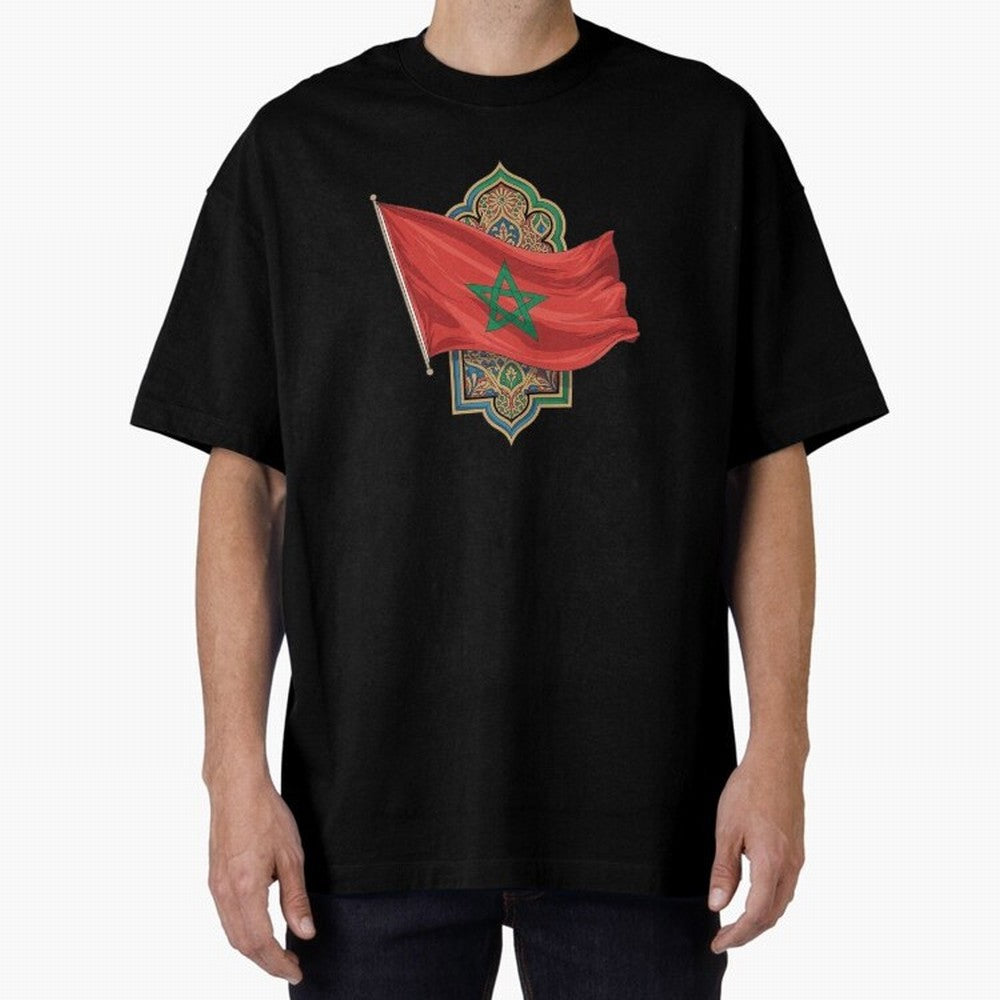 Morocco Flag Heritage World Cup 2026 Oversized T-Shirt Fuel Match Day Hype around FIFA World Cup 2026, Mbappe and Neymar, England, France and Netherlands, Tournament Hype, Historic Matchups, Family Viewing Parties and Global Sports Pride; Ideal for