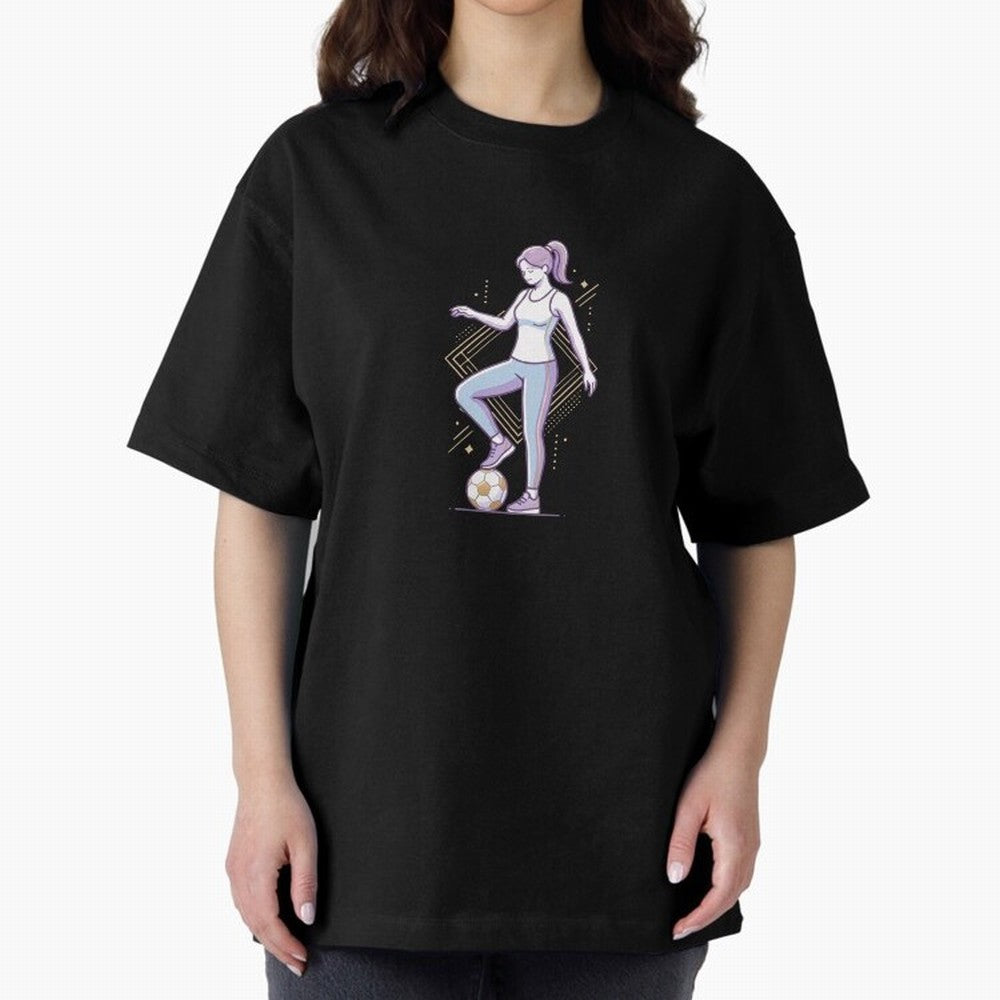 Female Soccer Player Athlete Line Art Oversized T-Shirt Back the Journey through FIFA World Cup 2026 Group Stage for Fans of CR7 and France and Portugal, Bringing Champion Mindset, Group Stage Buzz, Knockout Tension and Passionate Fan Culture; Made