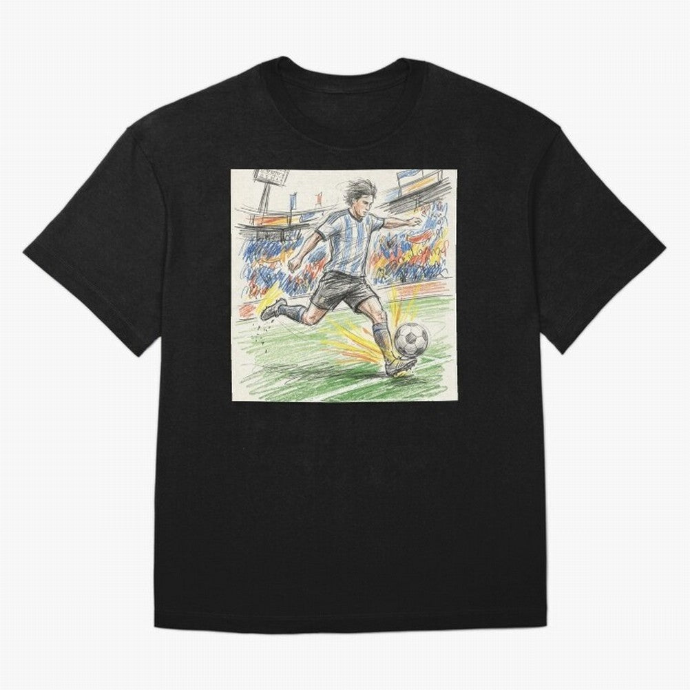 Dynamic Soccer Power Kick - Blue & White Jersey Style Oversized T-Shirt Relive FIFA World Cup 2026 Group Stage for Fans of Mbappe and Neymar and Netherlands, Bringing Supporter Pride, Iconic Celebrations, Legendary Names and Global Match Day