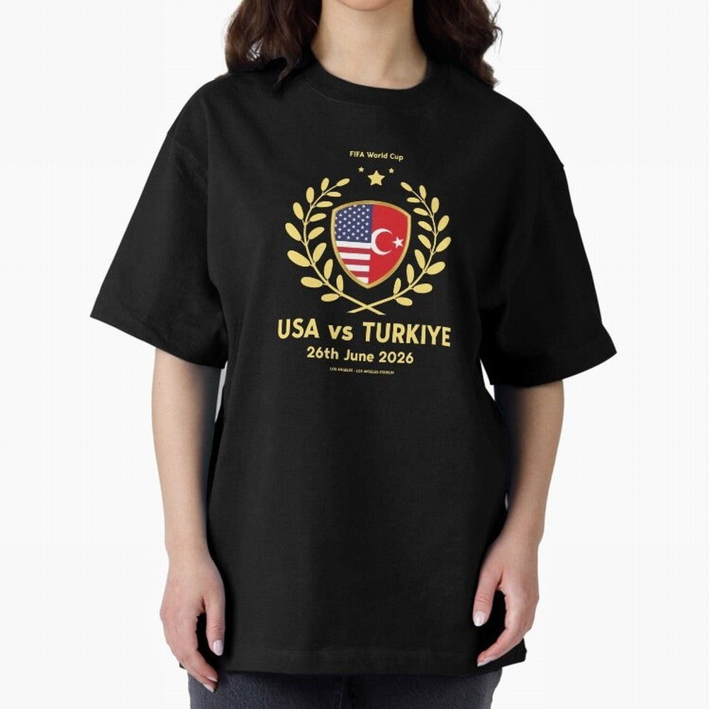 Copy of FIFA World Cup - USA v Turkiye Oversized T-Shirt Represent Fans Who Live for Global Football Passion for FIFA World Cup 2026 Group Stage, Made for Messi, Neymar and Mbappe, France and Portugal, Football Festival Excitement, Trophy