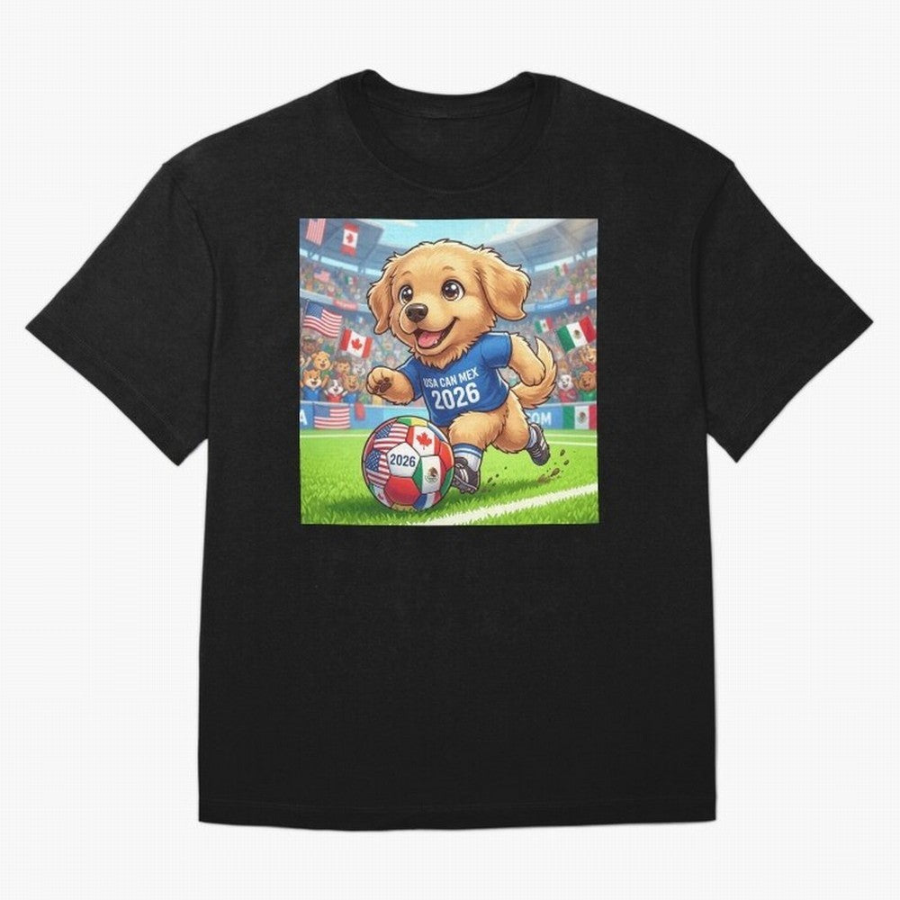 Golden Retriever Soccer Champ - World Cup 2026 Spirit Oversized T-Shirt Celebrate Football Heritage in FIFA World Cup 2026 Group Stage Spirit, Filled with Brazil, Haaland and Mbappe, Match Day Excitement, Supporter Culture, Golden Goals and Global
