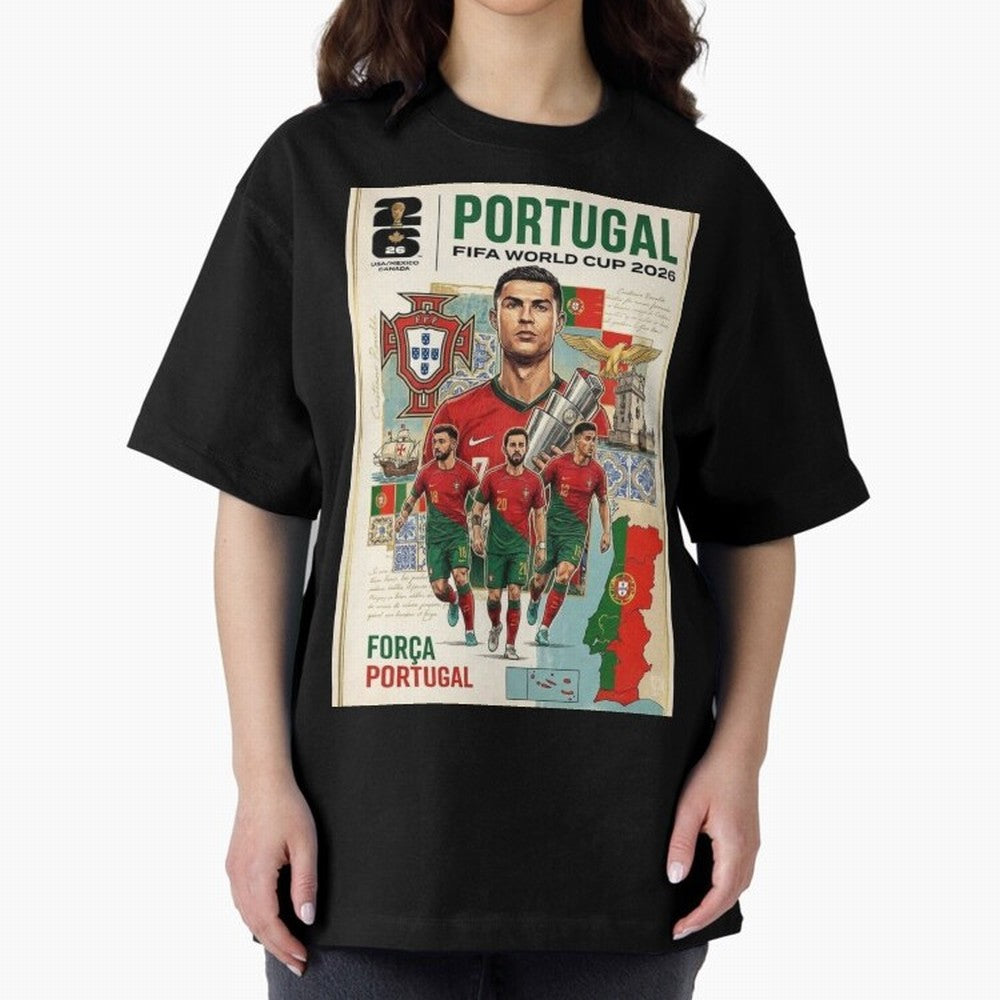 Portugal 2026 ¨C In Search of Glory Oversized T-Shirt Create Match Day Hype around FIFA World Cup 2026 Group Stage, Messi, Germany, Goal Celebration Energy, Supporter Heritage, Football Icons and Worldwide Tournament Joy; Built for Supporters