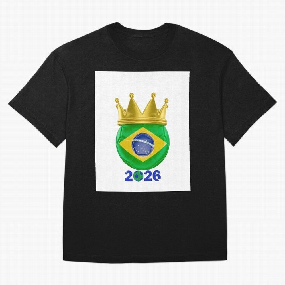 Brazil Football Champion Crown 2026 Oversized T-Shirt Show Fan Pride Across FIFA World Cup 2026 USA Canada Mexico Filled with Haaland and Mbappe, Spain Energy, Classic Soccer Heritage, Championship Pressure, Fan Loyalty and International Pride;