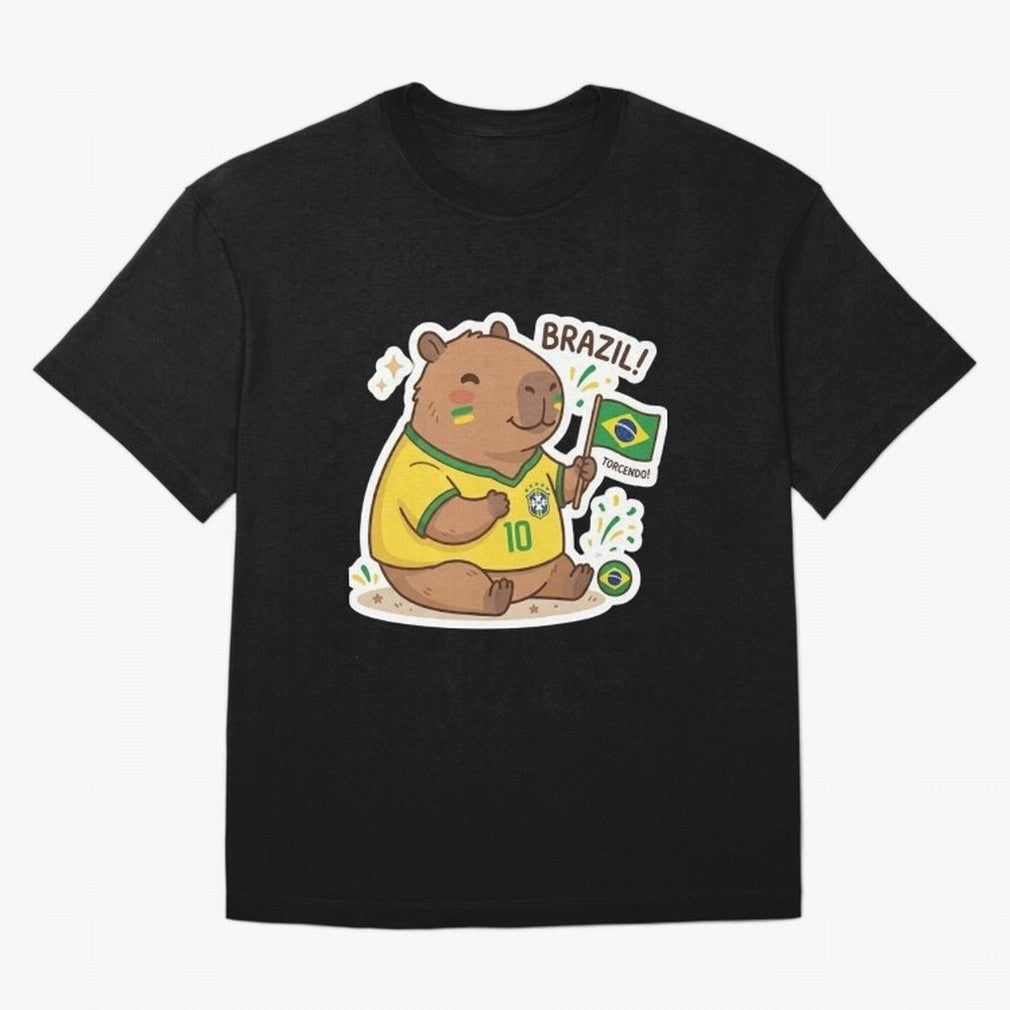 Capivara Torcedora Oversized T-Shirt Enjoy Match Day Hype around FIFA World Cup 2026 USA Canada Mexico, Messi, CR7 and Mbappe, Brazil, Portugal and Argentina, Classic Soccer Heritage, Championship Pressure, Fan Loyalty and International Pride; Made