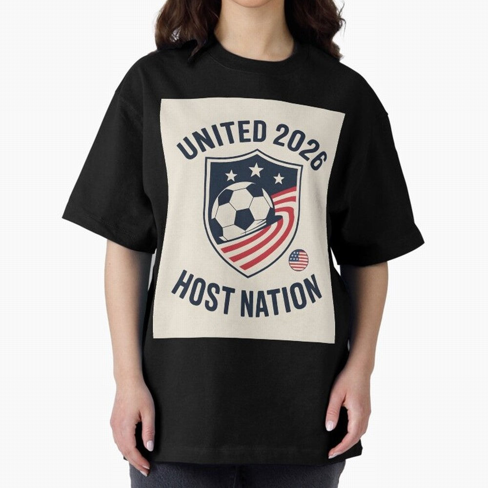 United 2026 USA World Cup Host Nation Soccer Crest T-Shirt Oversized T-Shirt Support Match Day Hype around FIFA World Cup 2026 USA Canada Mexico, Cristiano Ronaldo, Haaland and CR7, France and Portugal, Champion Mindset, Group Stage Buzz, Knockout