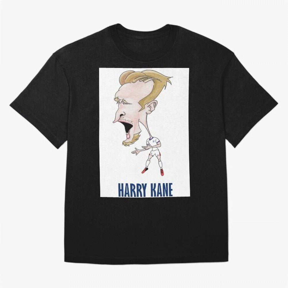 Harry Kane Caricature Print Oversized T-Shirt Support FIFA World Cup 2026 Spirit, Made for France and Portugal, CR7 and Messi, Fan Favorite Moments, National Team Passion, Big Match Drama and Soccer History; Made for Die Hard Supporters, Soccer