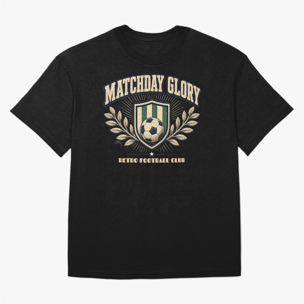 Matchday Glory Vintage Football Club Heritage Shield Emblem Oversized T-Shirt Stand with FIFA World Cup 2026 Group Stage Centered on Haaland, France Energy, Match Day Excitement, Supporter Culture, Golden Goals and Global Football Passion; Ideal