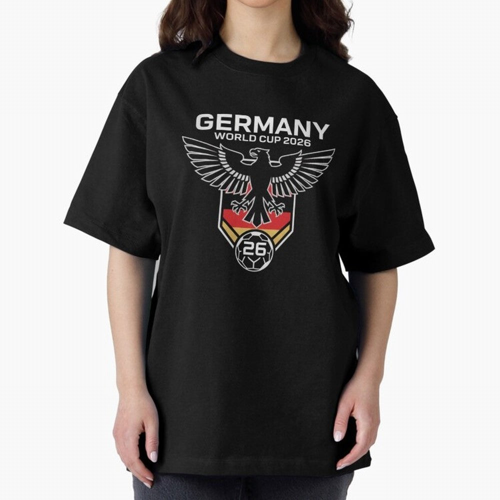 Germany National Football Team World Cup 2026 Eagle Logo Oversized T-Shirt Celebrate FIFA World Cup 2026 USA Canada Mexico Capturing CR7 and Messi, France and Portugal Energy, Stadium Chants, National Pride, Trophy Dreams and Unforgettable Football