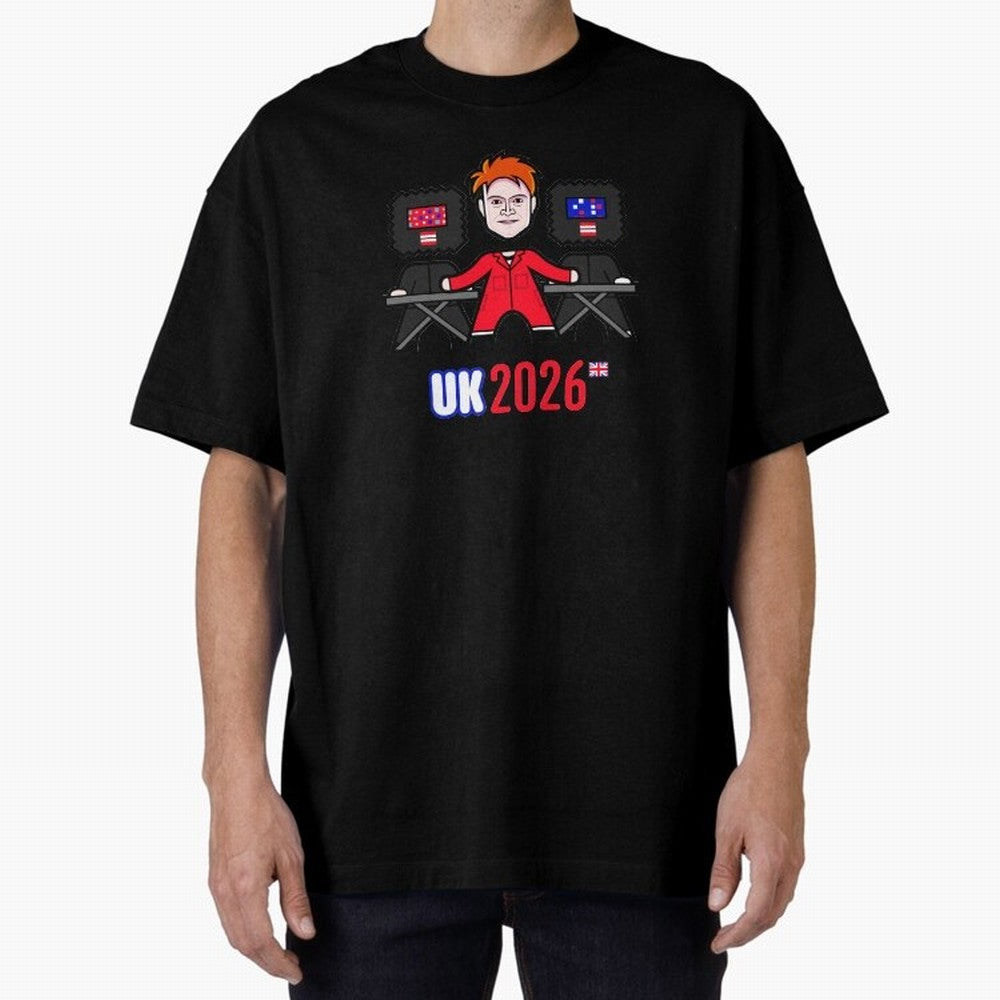 United Kingdom 2026 Oversized T-Shirt Live the Energy of FIFA World Cup 2026 Spirit, with Argentina and Brazil, Messi, CR7 and Mbappe, Sports Nostalgia, International Competition, Famous Players and Unforgettable Victories; Ideal for Fans Who