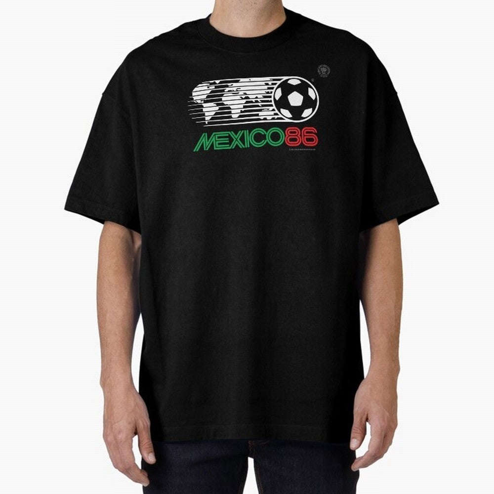 Mexico 86 Logo Tribute ¨C Retro Soccer World Cup Inspired Graphic | Vintage Mexican Football Art | Ruben Santiago Creative Oversized T-Shirt Carry the Dream of Match Day Hype around FIFA World Cup 2026 USA Canada Mexico, CR7 and Messi, Argentina,