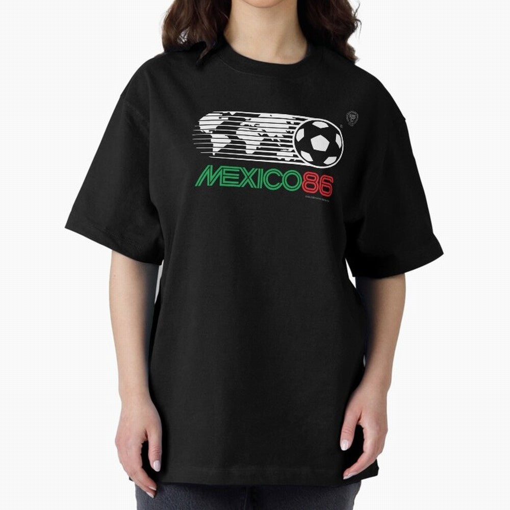 Mexico 86 Logo Tribute ¨C Retro Soccer World Cup Inspired Graphic | Vintage Mexican Football Art | Ruben Santiago Creative Oversized T-Shirt Carry the Dream of Match Day Hype around FIFA World Cup 2026 USA Canada Mexico, CR7 and Messi, Argentina,