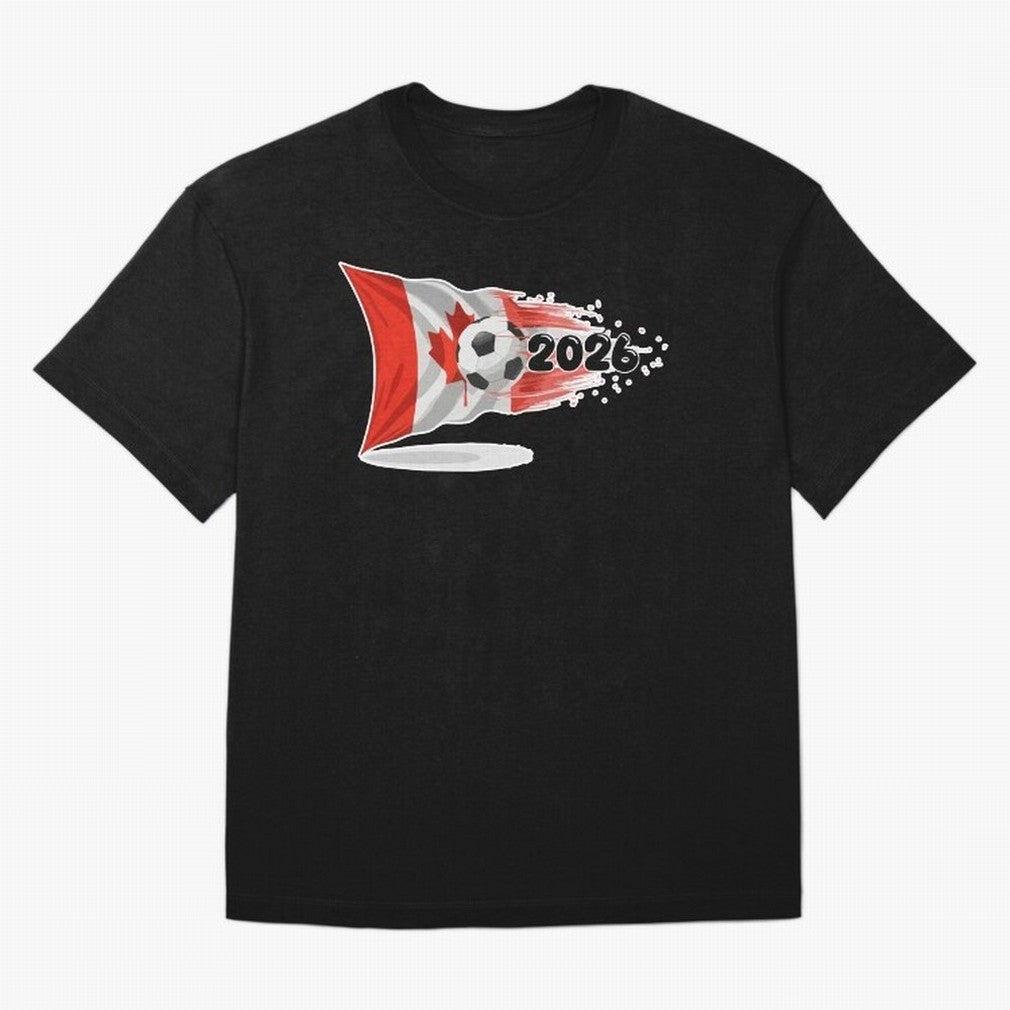 2026 Soccer World Cup Canada Flag T-Shirt | Dynamic Football Fan Tee Oversized T-Shirt Make Every Kick Count in FIFA World Cup 2026 Centered on Haaland, Brazil, Portugal and Argentina Energy, Supporter Pride, Iconic Celebrations, Legendary Names