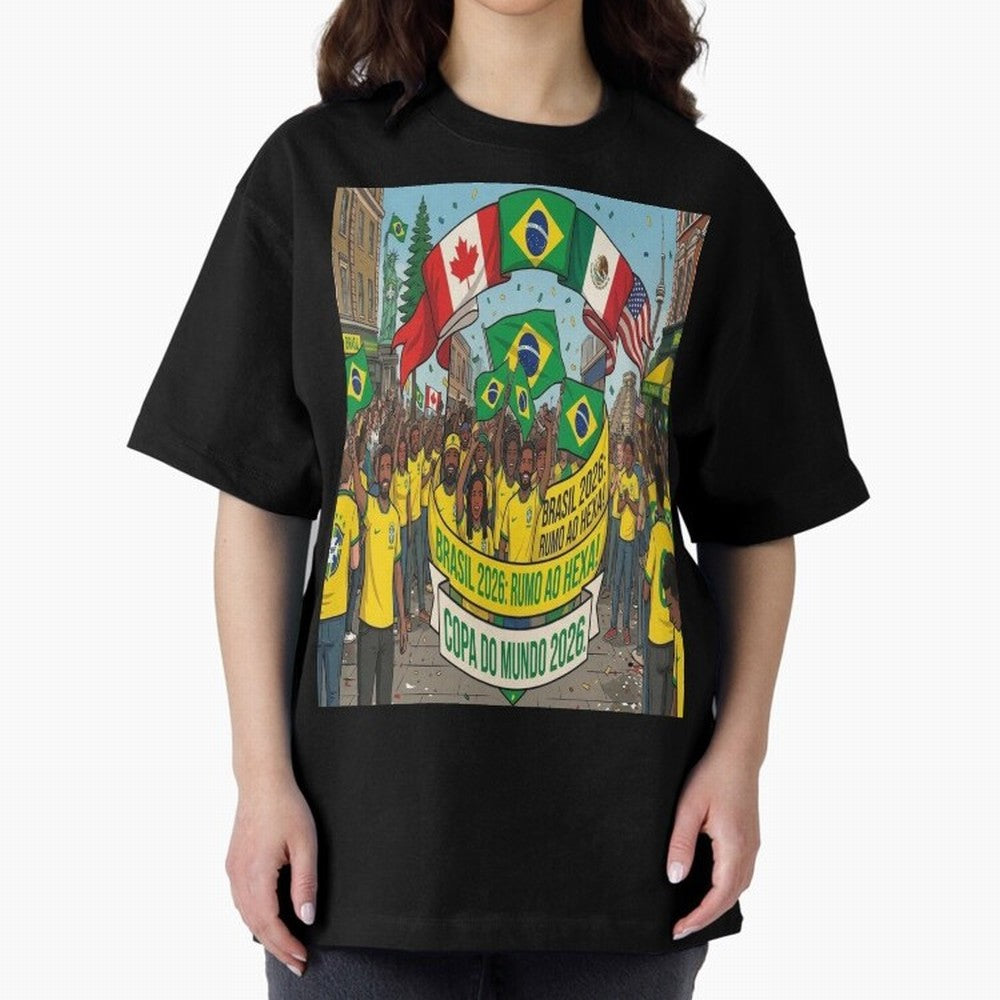 Brazil World Cup 2026 Oversized T-Shirt Show Match Day Excitement for FIFA World Cup 2026 Connected to Neymar, Argentina Energy, Global Supporter Spirit, Legendary Goals, National Colors and Tournament Celebration; Made for Die Hard Supporters,