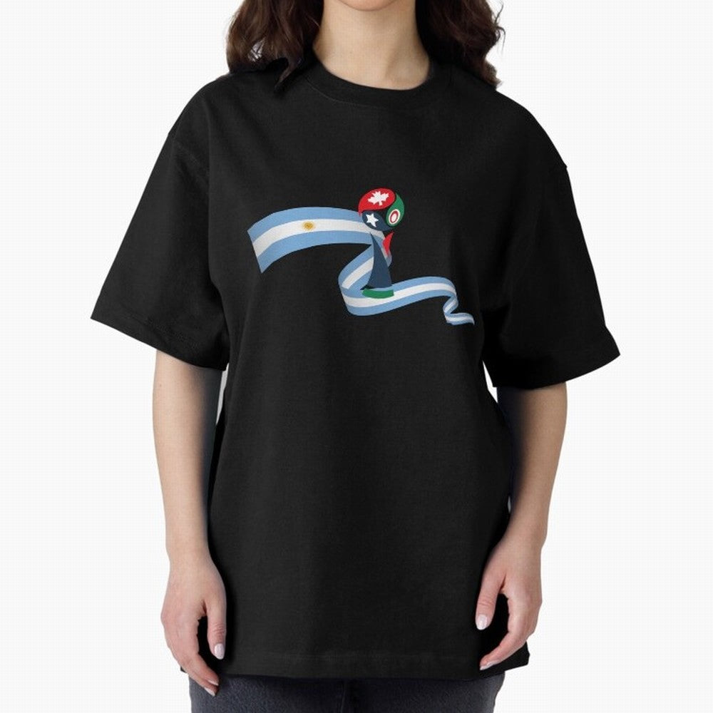 World Cup 2026 Team Argentina Oversized T-Shirt Cheer through Every Moment of FIFA World Cup 2026 Group Stage Spirit, Featuring Netherlands, Messi, CR7 and Mbappe, Championship Spirit, Famous Goals, Roaring Crowds and International Football Unity;